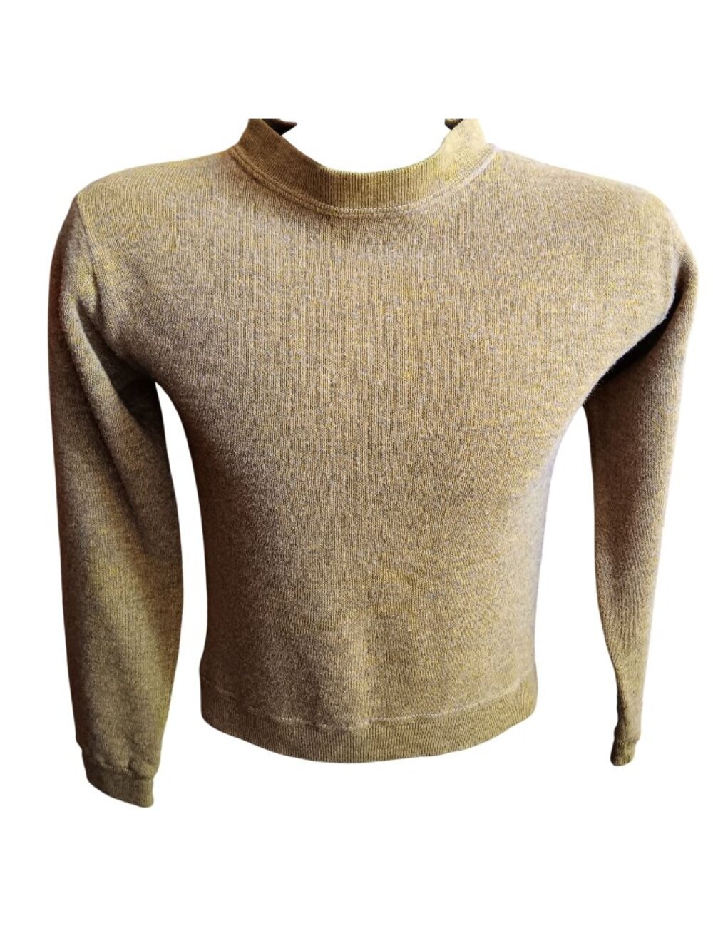 Small Vintage Sweater 1960's Creslan Rayon Gold Crewneck Pullover Mod Boxy USA